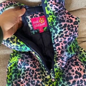Pink Platinum Multicolor Leopard Puffer Jacket